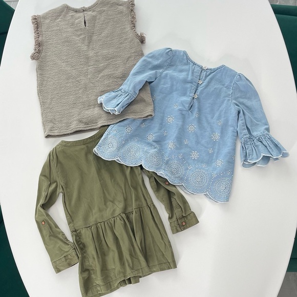 Bundle 3 Girls Tops Size 4T Knit Fringe Eyelet Chambray Olive Green Tunic - Picture 14 of 14